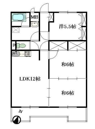 シャトードM(3LDK/1階)の間取り写真