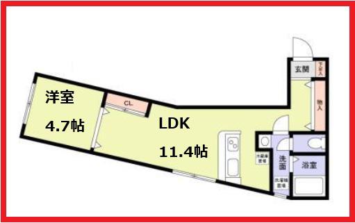 エコリュックス(1LDK/4階)の間取り写真