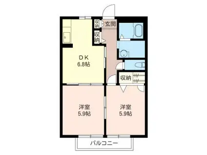 エスポワール湘南(2DK/2階)の間取り写真