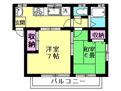 久米ハイツ(2K/1階)の間取り写真