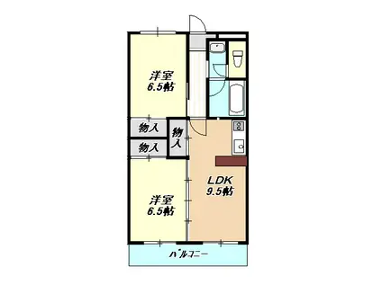 第一磯屋敷マンション(2LDK/2階)の間取り写真