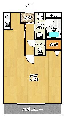 ブランチ613(ワンルーム/1階)の間取り写真
