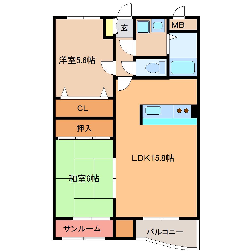 シティコート(2LDK/2階)の間取り写真