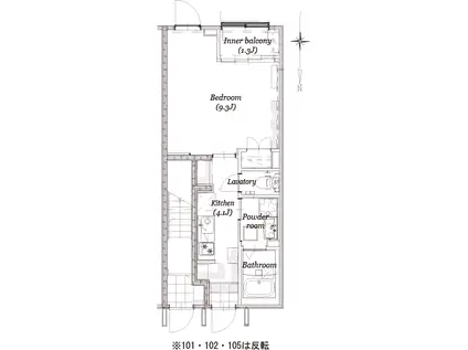 OAKWOOD(1K/1階)の間取り写真