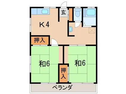 渡辺アパートC棟(2K/2階)の間取り写真