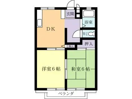 マロンハイツA(2DK/1階)の間取り写真
