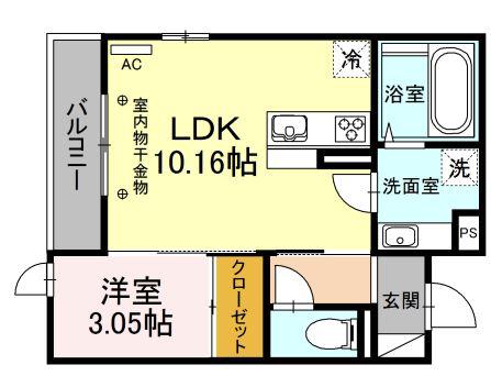 モンテベール南風(1LDK/3階)の間取り写真