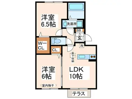 サンハイム須屋(2LDK/1階)の間取り写真
