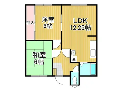 はまなすマンション(2LDK/2階)の間取り写真