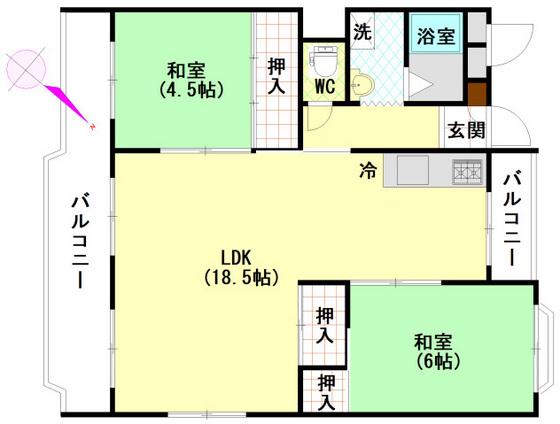 フォレスト(2LDK/1階)の間取り写真