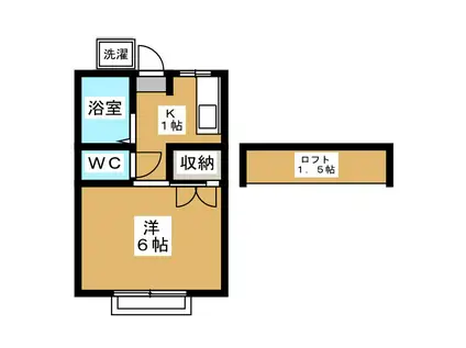 マツミハイムA(1K/2階)の間取り写真