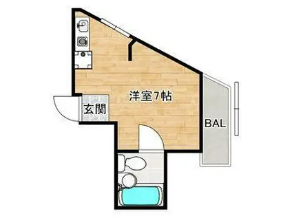 第2松山ハイツ(ワンルーム/3階)の間取り写真