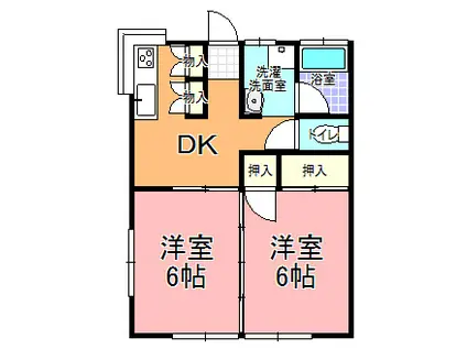 モン・セジュール E棟(2DK/2階)の間取り写真