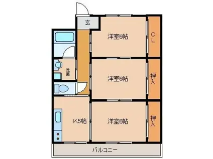 城井グリーンハイツ(3K/2階)の間取り写真