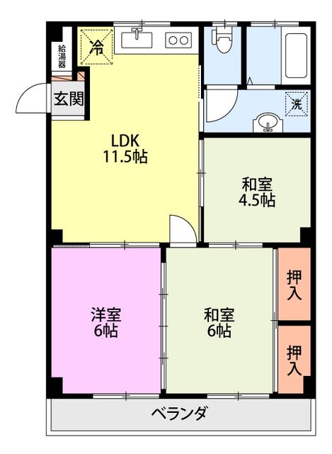 タナベマンション(3LDK/2階)の間取り写真