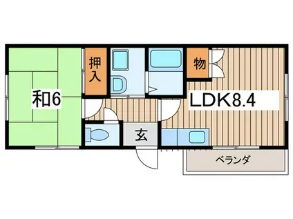 レジデンスサカエ(1LDK/2階)の間取り写真