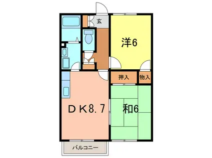 シャルレ永井(2DK/2階)の間取り写真