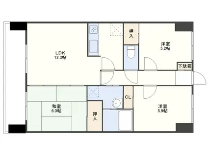 ロアール西山(3LDK/7階)の間取り写真
