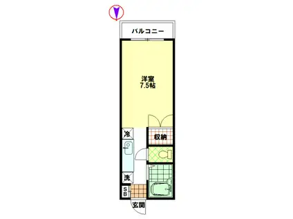 ルーミー赤塚(ワンルーム/2階)の間取り写真