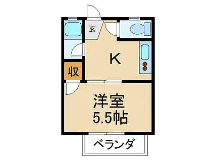 永村ハイツ(1K/2階)の間取り写真