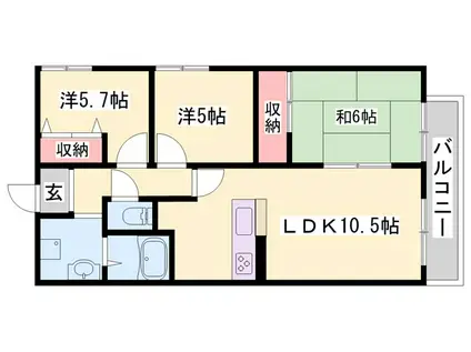 ドムール姫路(3LDK/1階)の間取り写真