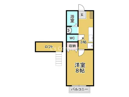 クレール成田(1K/2階)の間取り写真