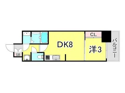 プレサンスKOBE須佐野ハーバル(1DK/6階)の間取り写真