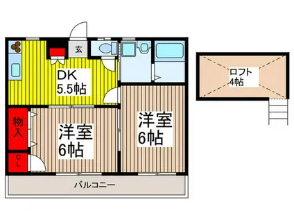 アルス北浦和(2DK/2階)の間取り写真