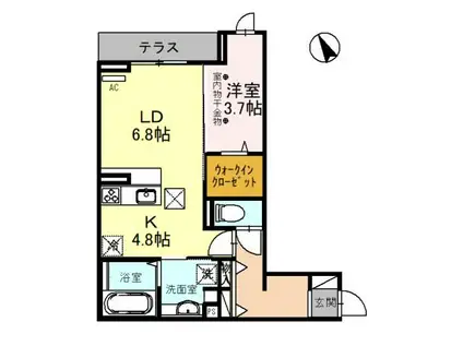 CLASSEUM連坊I(1LDK/1階)の間取り写真