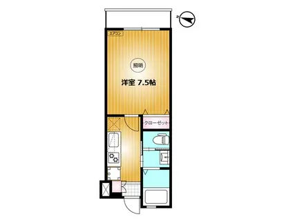 AQUE13(1K/1階)の間取り写真