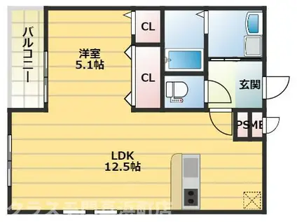 フジパレス上神田I番館(1LDK/2階)の間取り写真