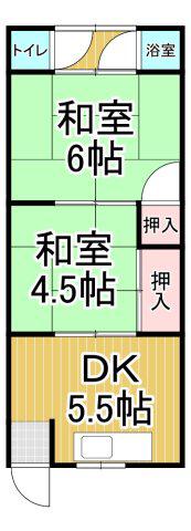 なには文化(2DK/2階)の間取り写真