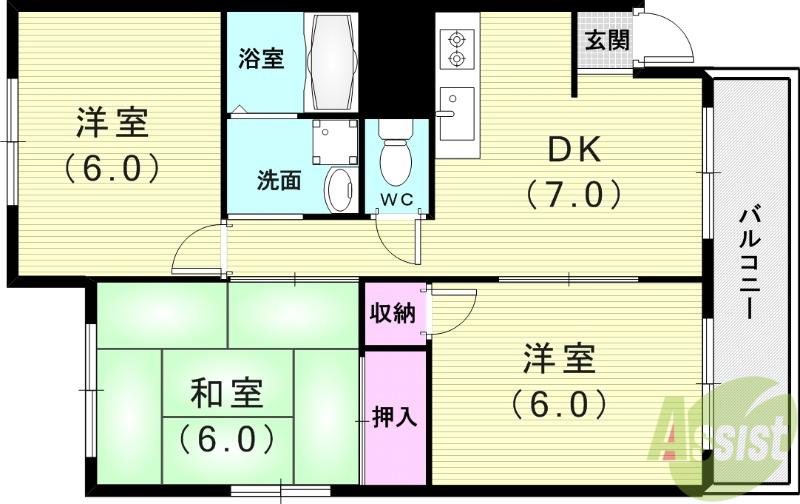 第二メゾンユタカ(3DK/2階)の間取り写真