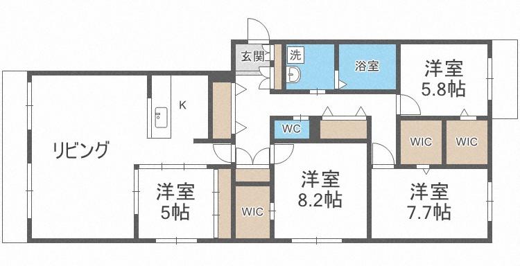 メゾンMT北野(4LDK/4階)の間取り写真
