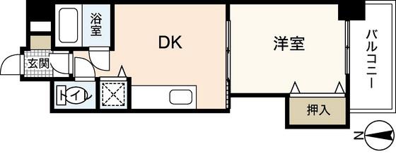 ミッションデルタ(1DK/4階)の間取り写真