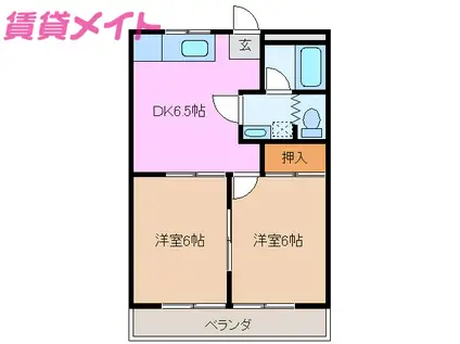 南郊シティハイツ(2DK/2階)の間取り写真