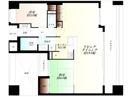 レジデンス熊谷(2LDK/2階)の間取り写真