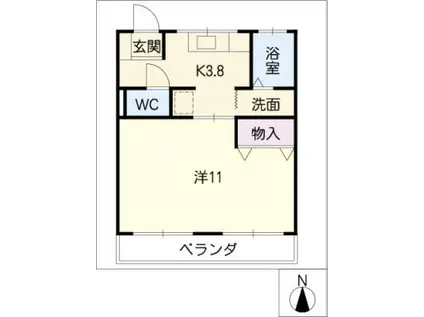レジデンス大山(1K/3階)の間取り写真