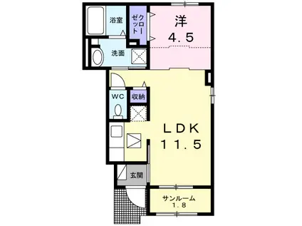 パルファン南落合02(1LDK/1階)の間取り写真