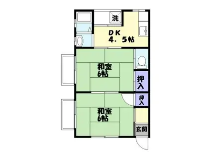 ハウス稲文I(2DK/2階)の間取り写真