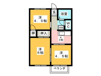ハイツ河合(3K/2階)の間取り写真