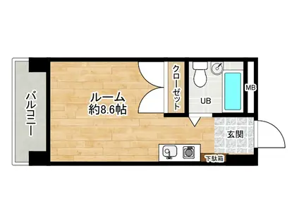 水前寺北スカイマンション(ワンルーム/4階)の間取り写真