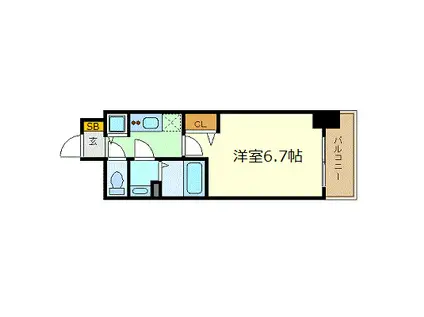 プレサンス金山デュアル(1K/13階)の間取り写真