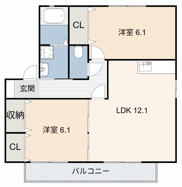 ブリエ21(2LDK/2階)の間取り写真