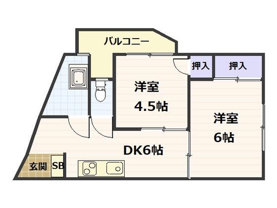 惣田ビル(2DK/2階)の間取り写真