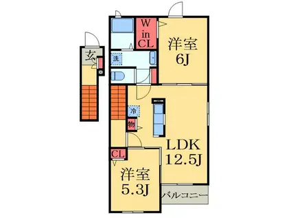 メゾンハーモニー3(2LDK/2階)の間取り写真
