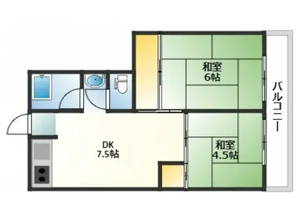 第1鳴戸ビル(2DK/2階)の間取り写真