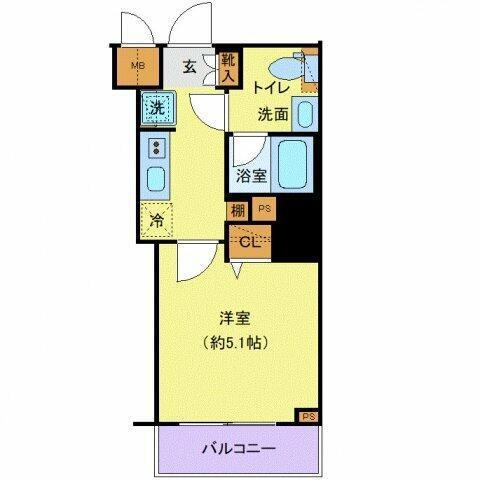 プレール・ドゥーク戸越銀座通(1K/3階)の間取り写真