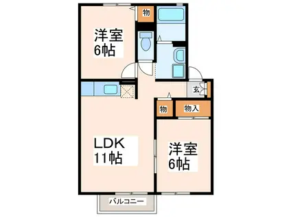 ドリームハイツIII(2LDK/2階)の間取り写真