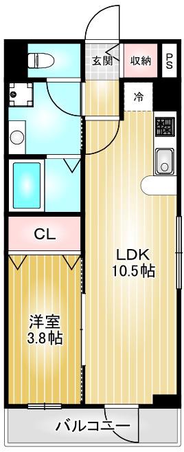 フォルクランド那古野(1LDK/2階)の間取り写真
